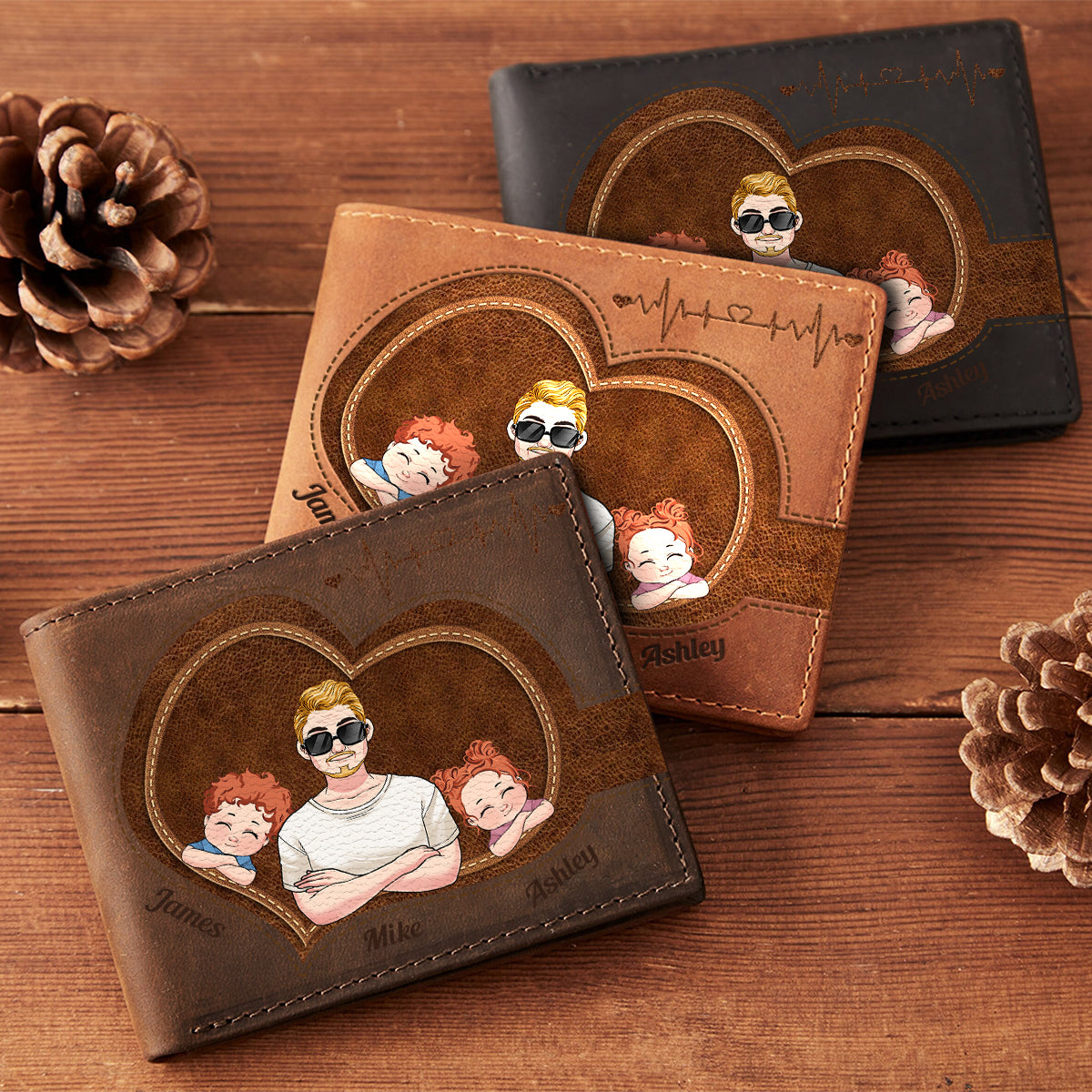 Best Dad Ever - Personalized Father Leather Wallet