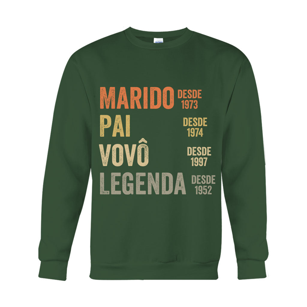 Marido Pai Vovô Legenda Desde – Personalisiertes Opa-T-Shirt und Kapuzenpullover