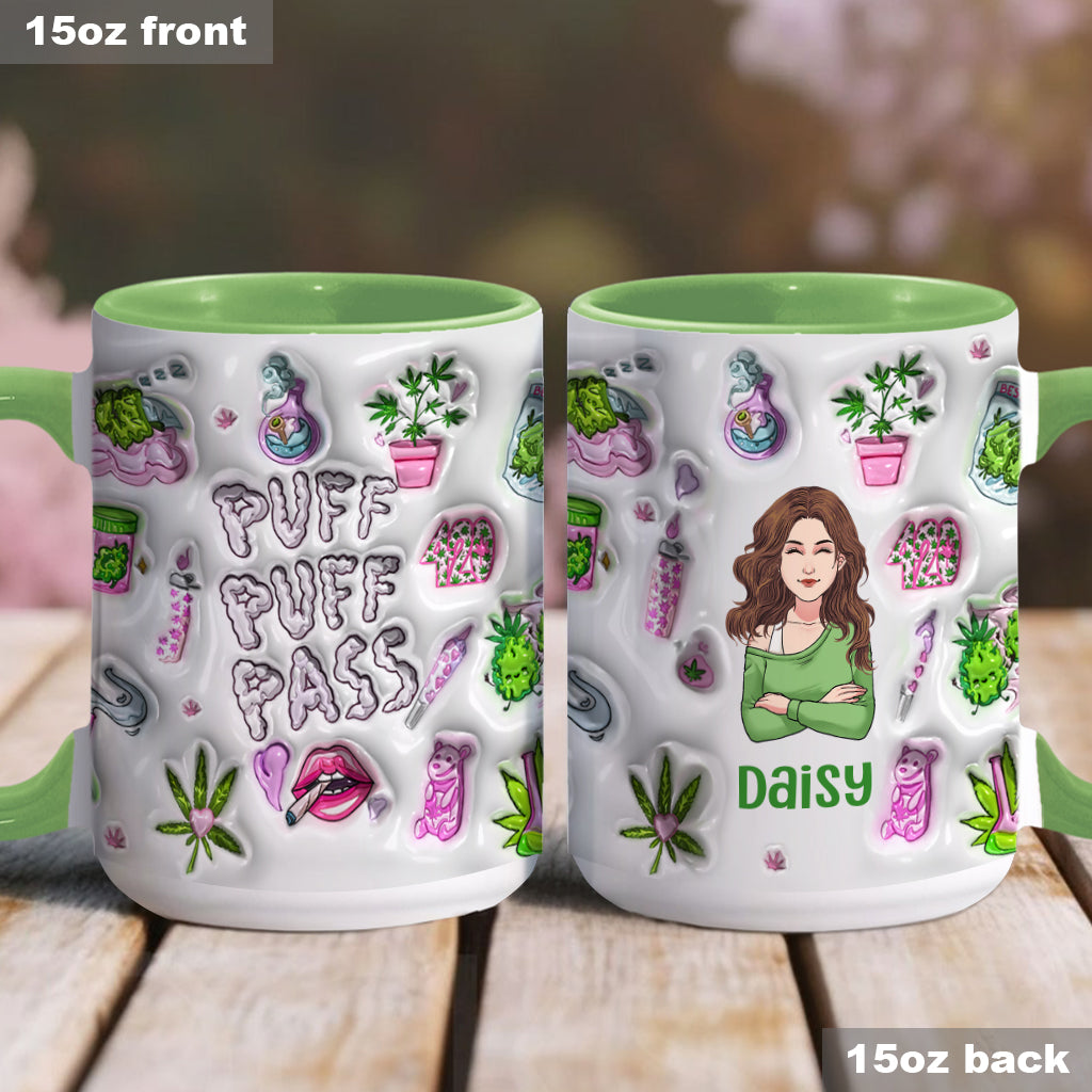 Puff Puff Pass Aufblasbarer 3D-Becher mit personalisiertem Weed-Motiv