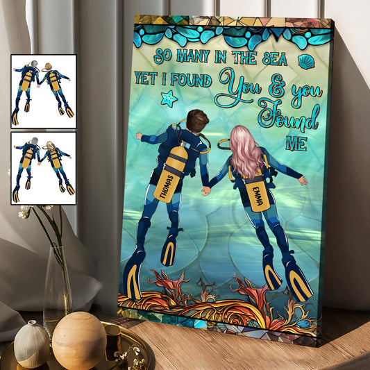 You & Me And The Sea - Personalized Scuba Diving Canvas And Poster