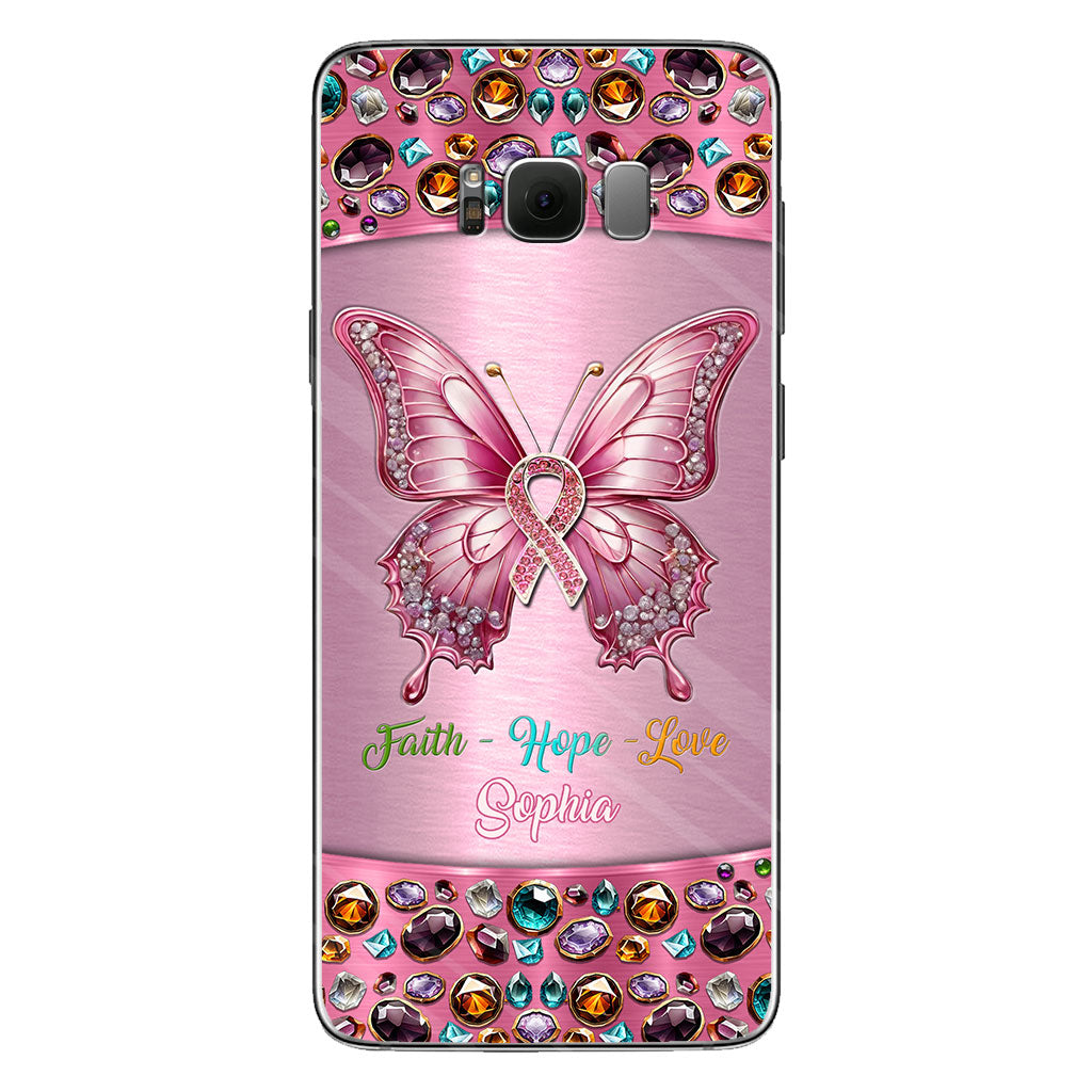 Coque de téléphone transparente personnalisée « Espoir de guérison » pour la sensibilisation au cancer du sein