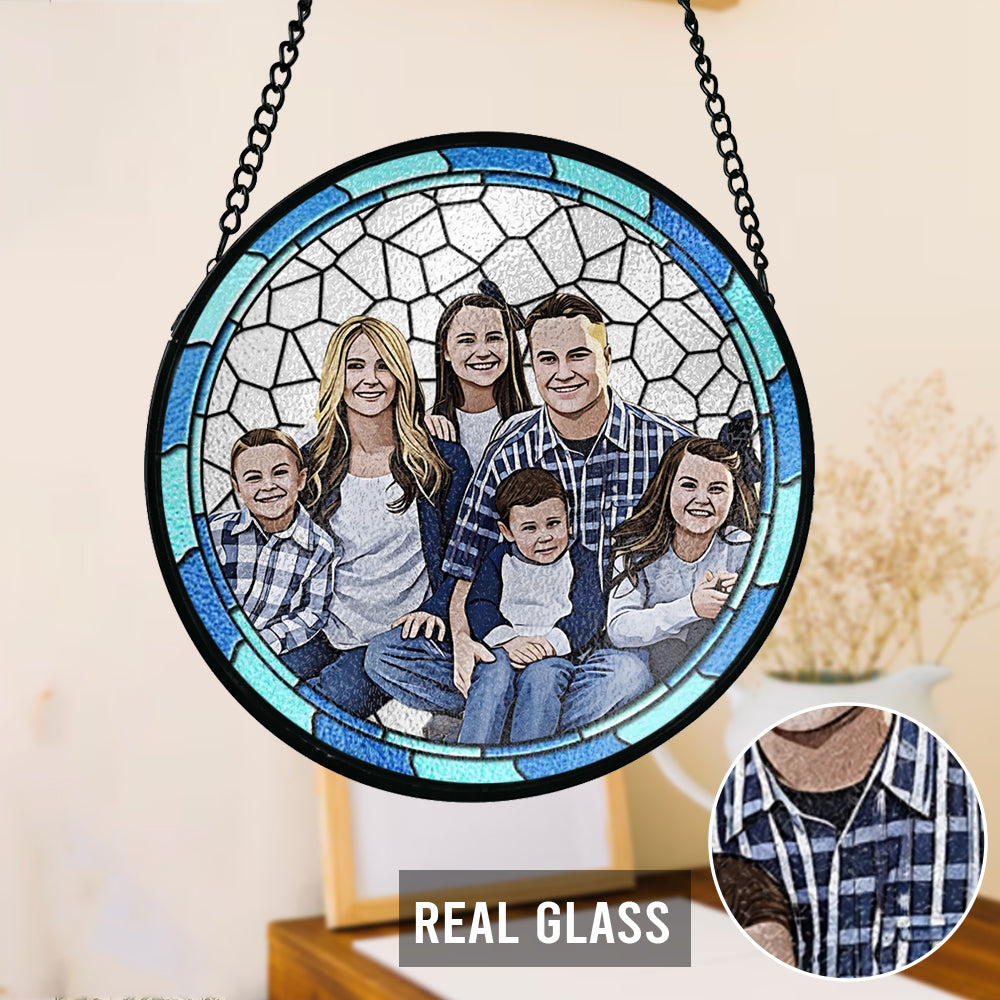 La meilleure famille du monde - Attrape-soleil en vitrail personnalisé pour toute la famille