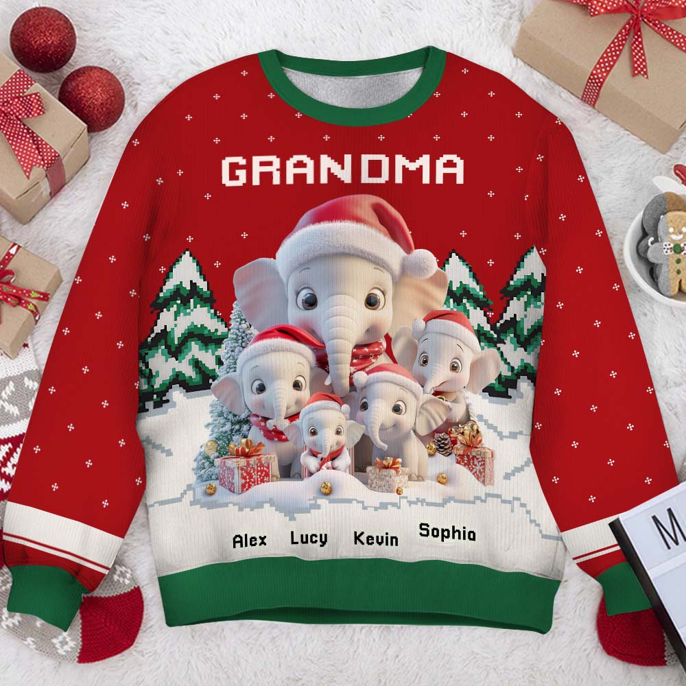 Beliebiger Titel: Niedlicher Elefant – Personalisierter Oma-Pullover