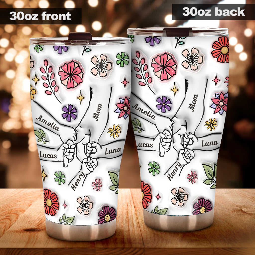 Spring Flower Holding Hands Nana Mom - Personalized Mother Tumbler