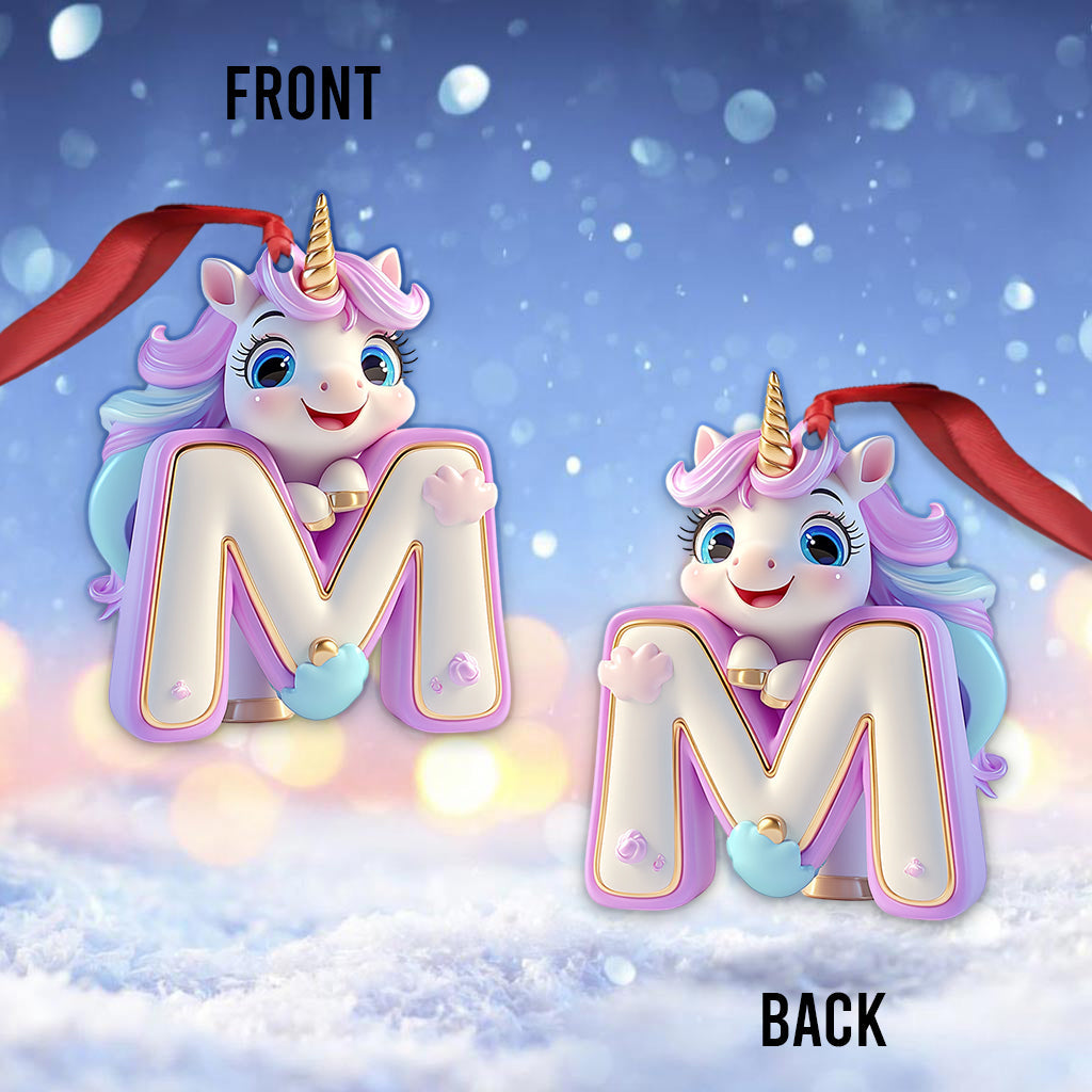 Ornement lettre licorne mignon - Ornement personnalisé pour enfant