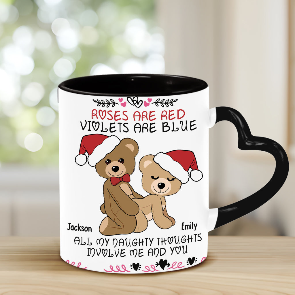 Roses Are Red - Personalized Couple Heart Handle Mug