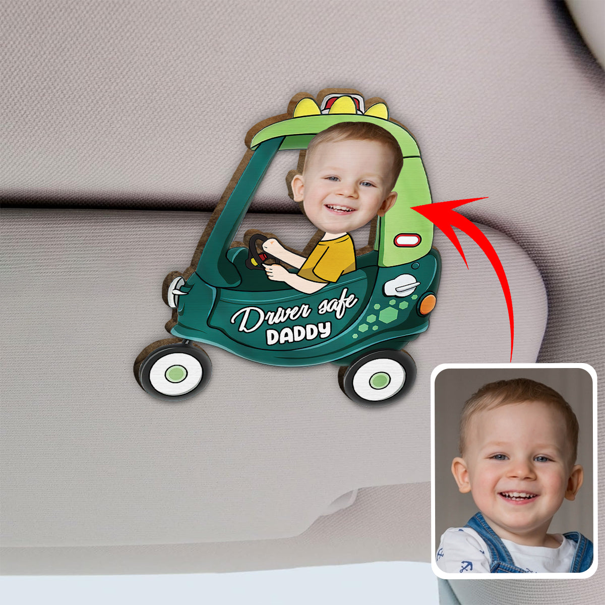 Drive Safe, Daddy/ Dad/ Papa... - Personalized Father Shaped Car Visor Clip