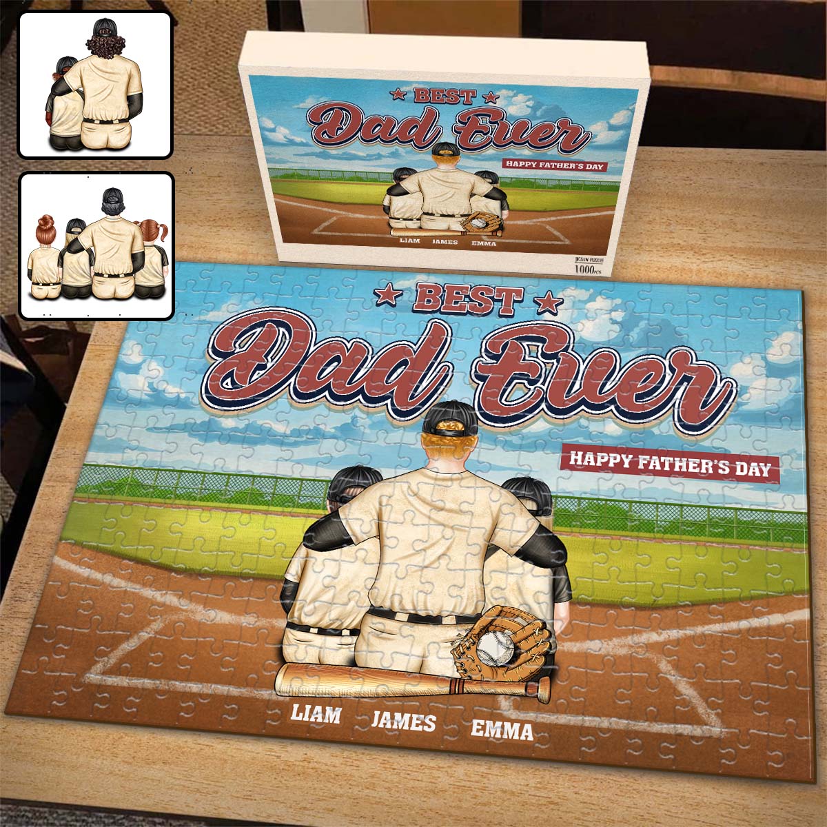 Best Dad Ever - Personalized Baseball Jigsaw Puzzle