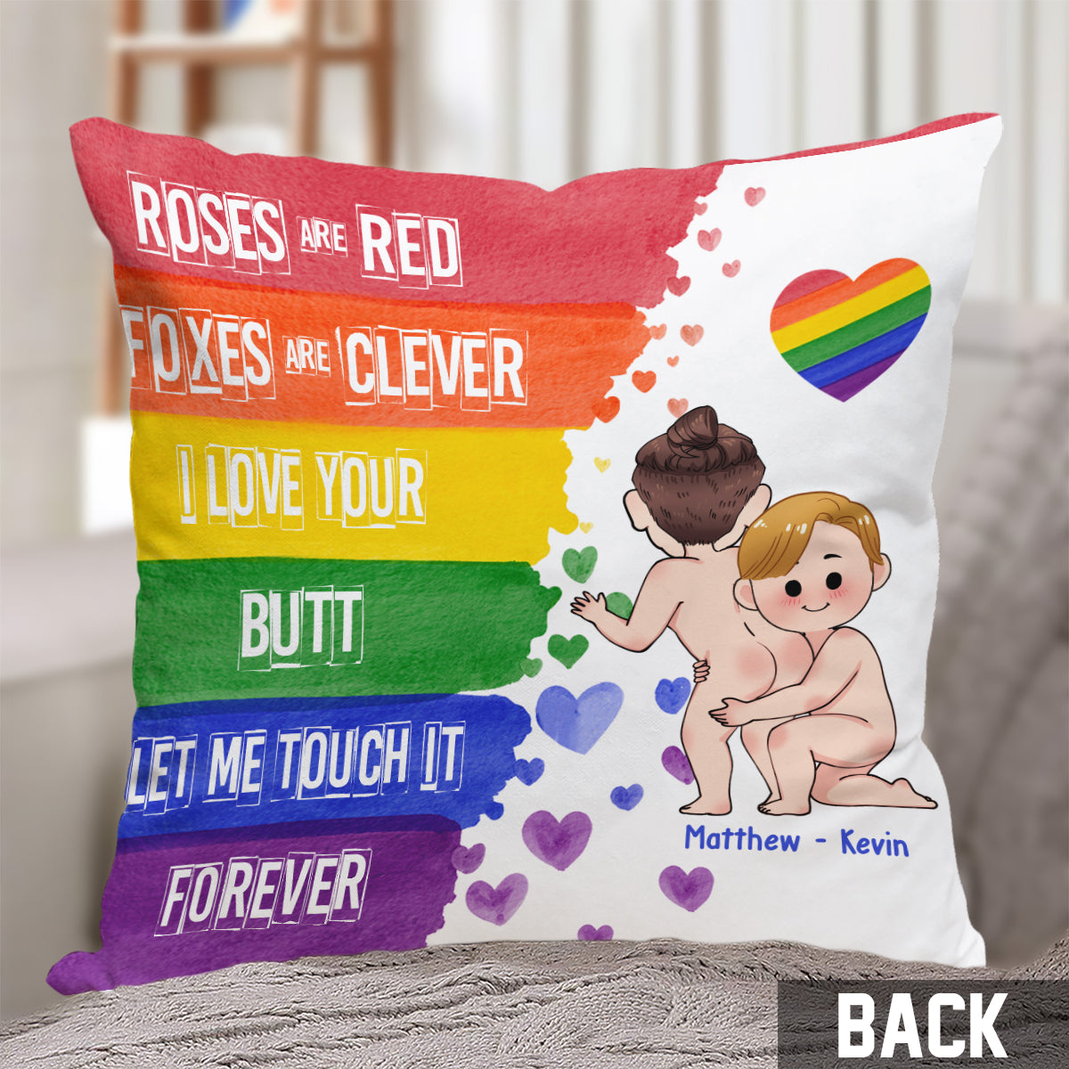 J'aime tes fesses - Coussin décoratif personnalisé de soutien LGBT