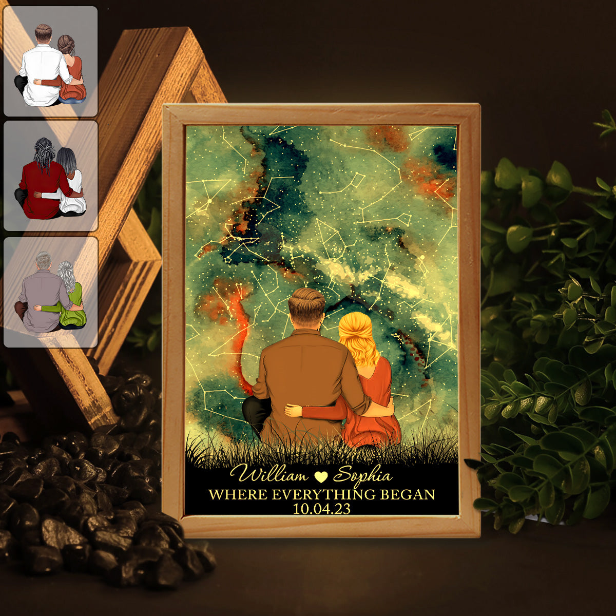 Where Everything Began - Personalized Couple Picture Frame Light Box