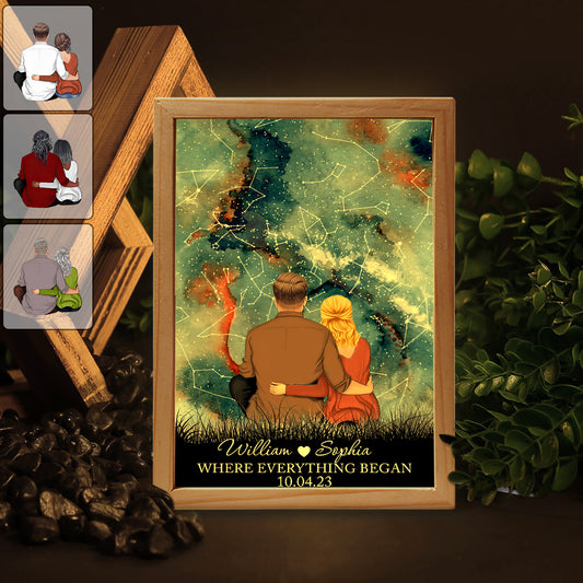 Where Everything Began - Personalized Couple Picture Frame Light Box
