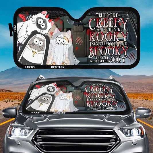 They're Creepy and They're Kooky - Personalized Cat Car Sunshade