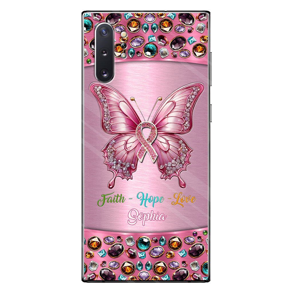 Coque de téléphone transparente personnalisée « Espoir de guérison » pour la sensibilisation au cancer du sein