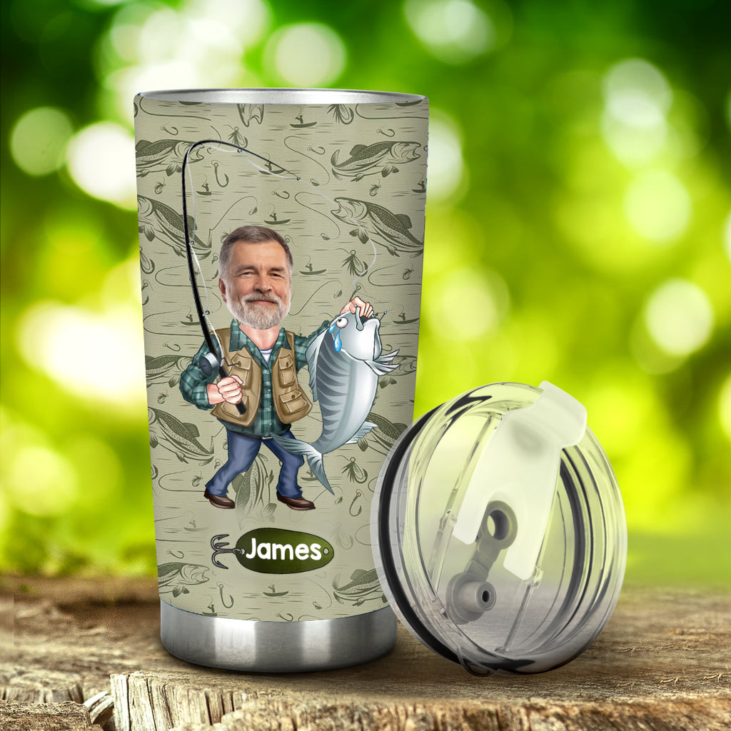 Funny Caricature Face - Personalized Fishing Tumbler