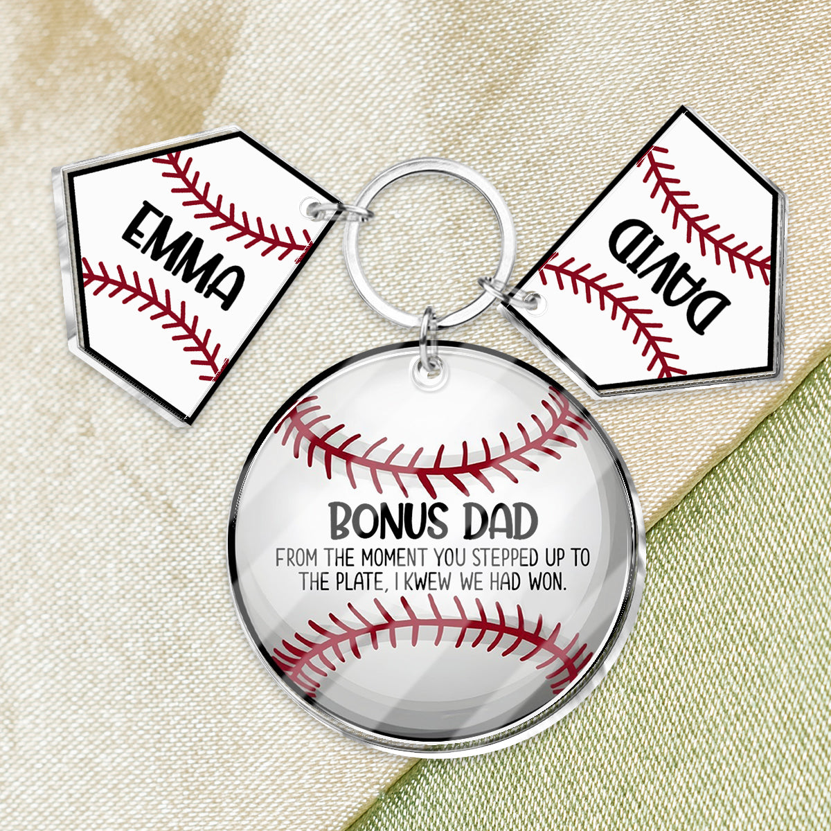 Bonus Dad - Personalized Father Keychain with Charms