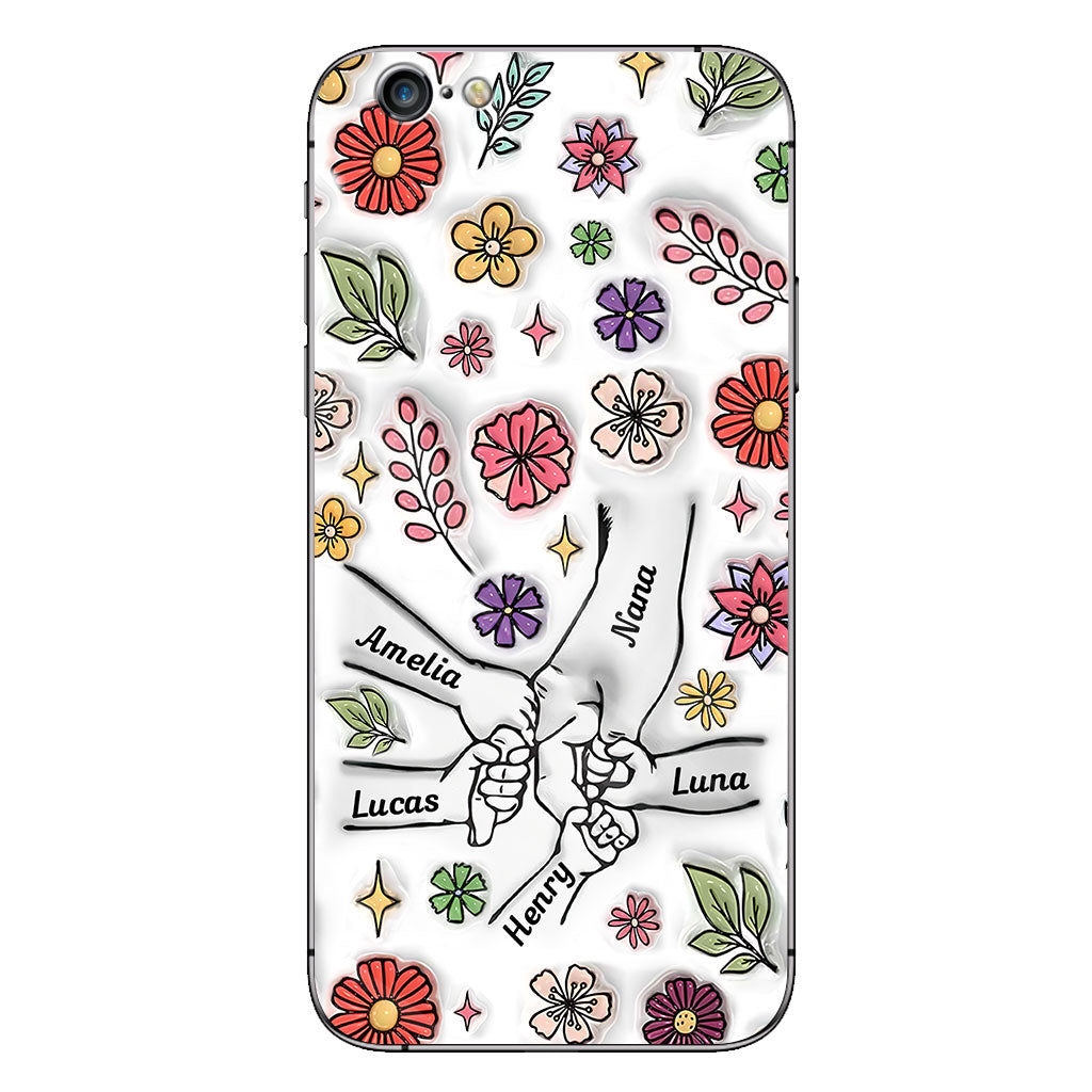 Spring Flower Holding Hands Nana Mom - Personalized Grandma Phone Case