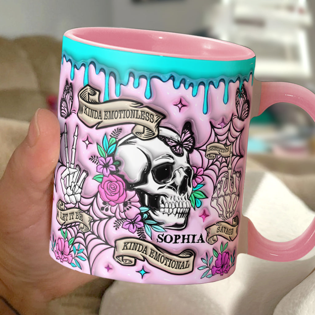 Kinda Emotional - Personalized Skull Accent Mug