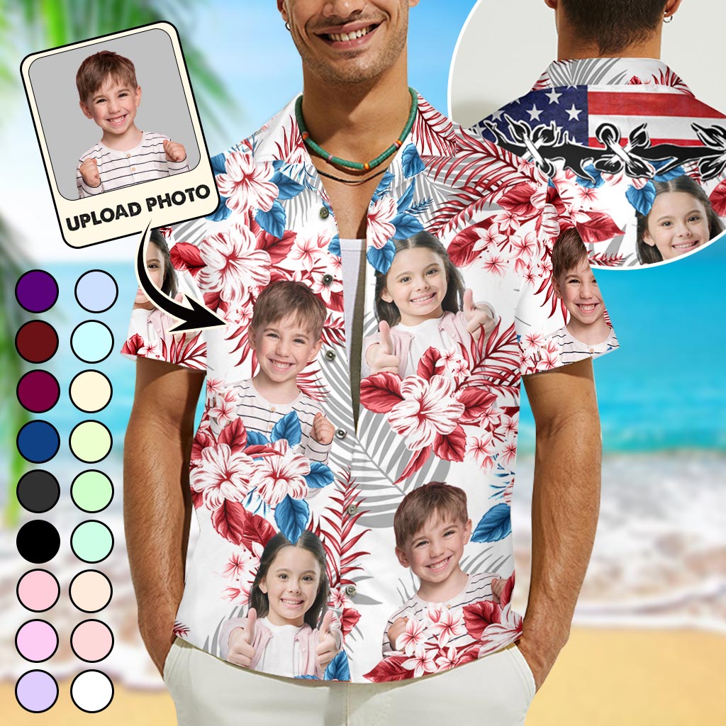 Upload Photo 4th Of July Shirt - Personalized Father Hawaiian Shirt