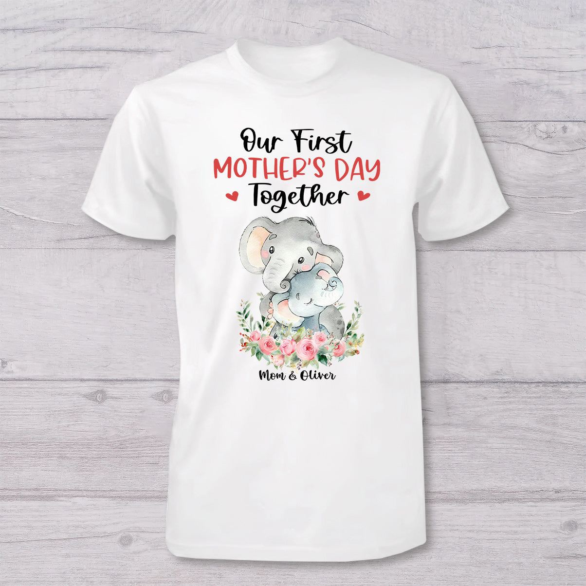 Our First Mother's Day Together - Personalized Mother T-shirt And Baby Onesie