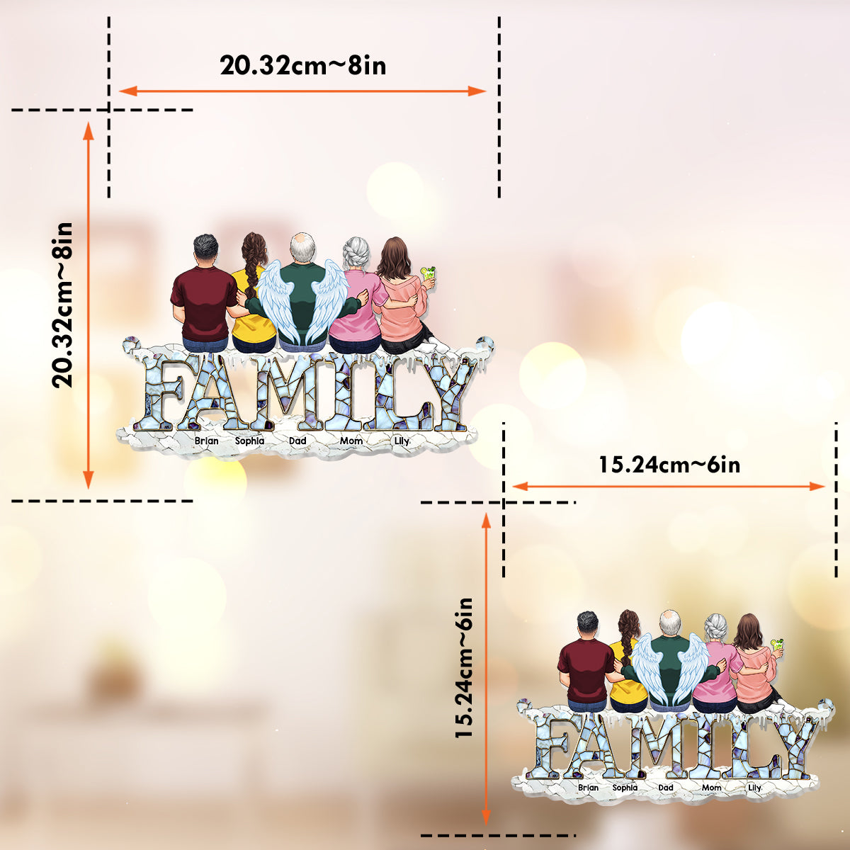 Familienweihnachten – Personalisierter Familien-Fensterhänger-Sonnenfänger als Ornament 