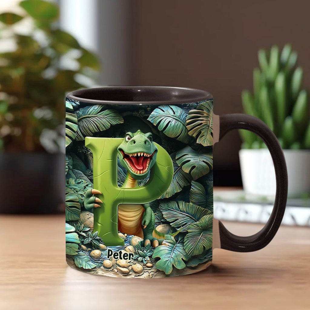 Mug personnalisé pour enfant avec lettre dinosaure