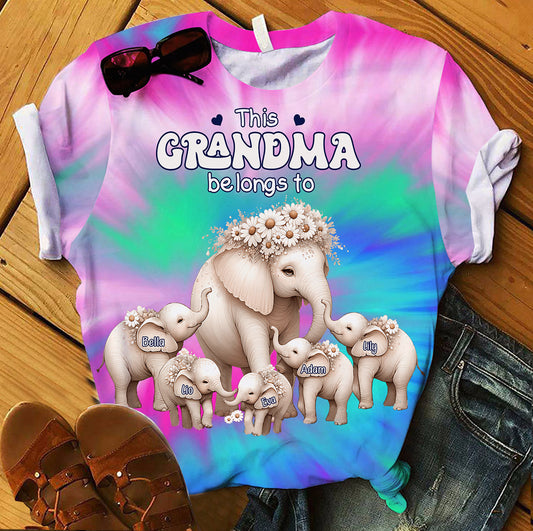 This Grandma Belongs To Daisy Elephant Version - Personalized Grandma All Over Shirt