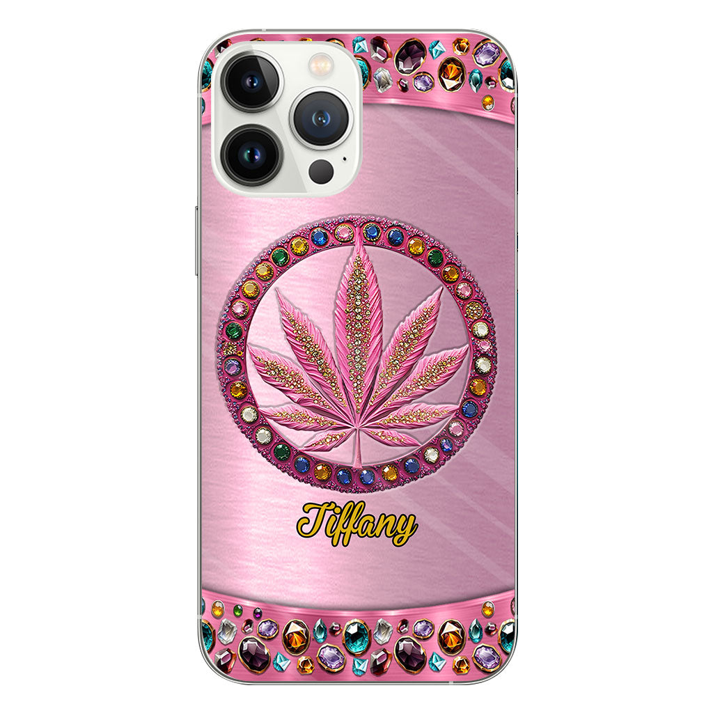 Stoner Chick – Personalisierte, durchsichtige Handyhülle mit Weed-Motiv