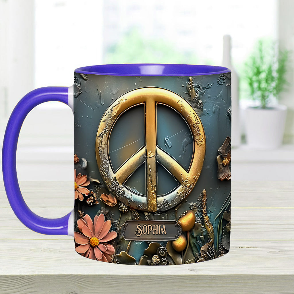 Paix, amour et bonheur - Mug personnalisé style hippie