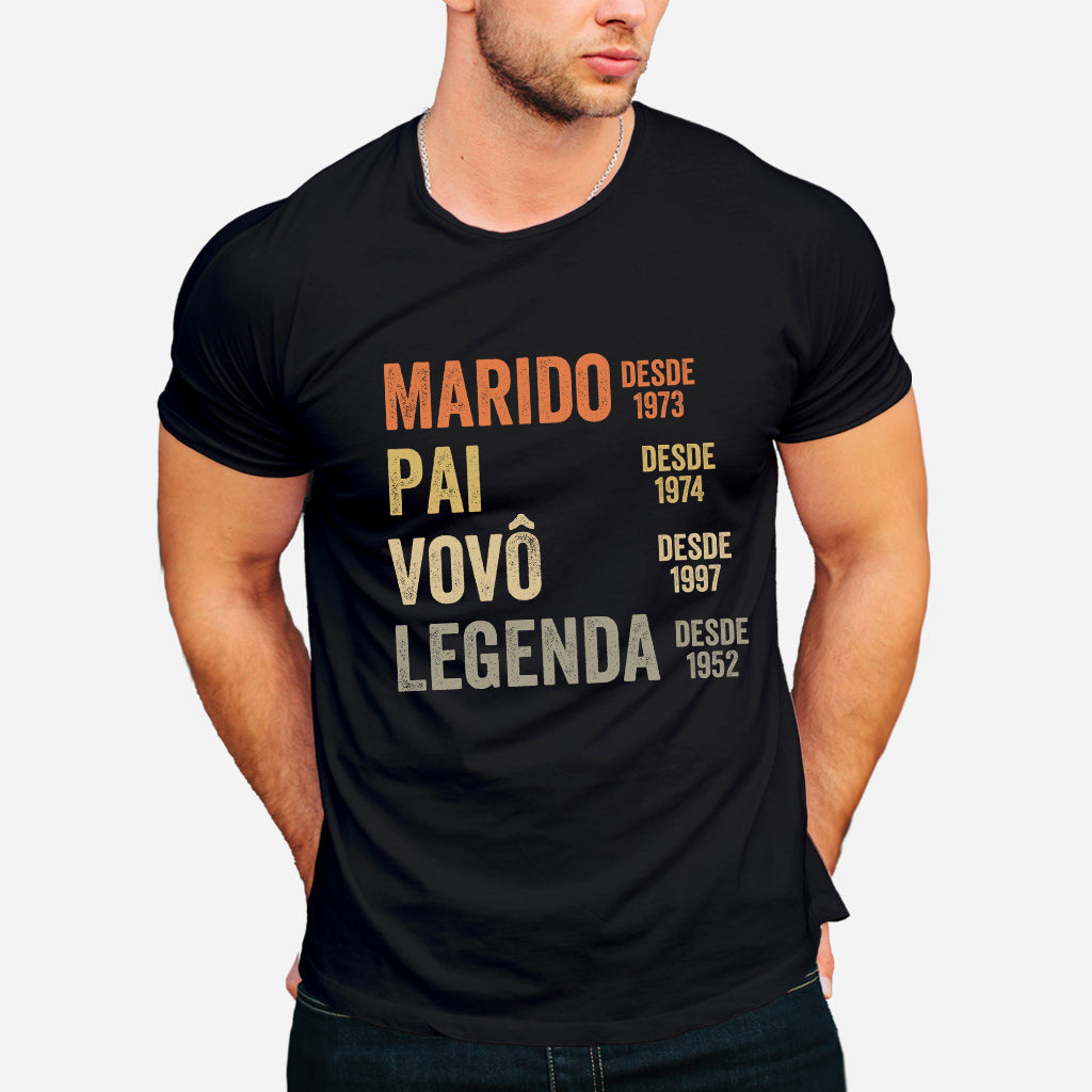 Marido Pai Vovô Legenda Desde – Personalisiertes Opa-T-Shirt und Kapuzenpullover