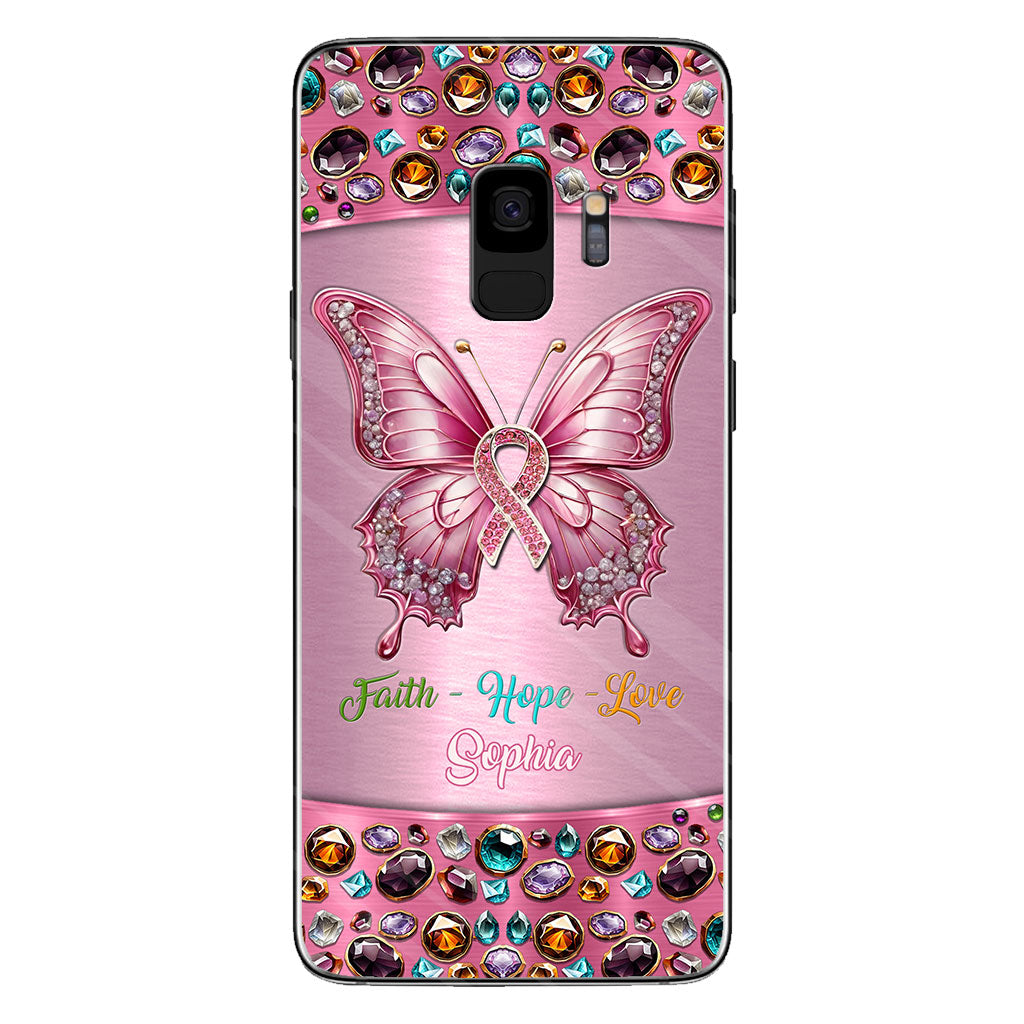 Coque de téléphone transparente personnalisée « Espoir de guérison » pour la sensibilisation au cancer du sein