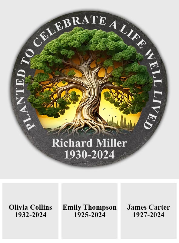 Planted To Celebrate A Life Well Lived - Personalized Memorial Round Shaped Stone