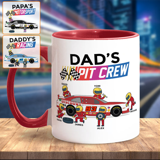 Dad's Pit Crew - Personalized Racing Accent Mug