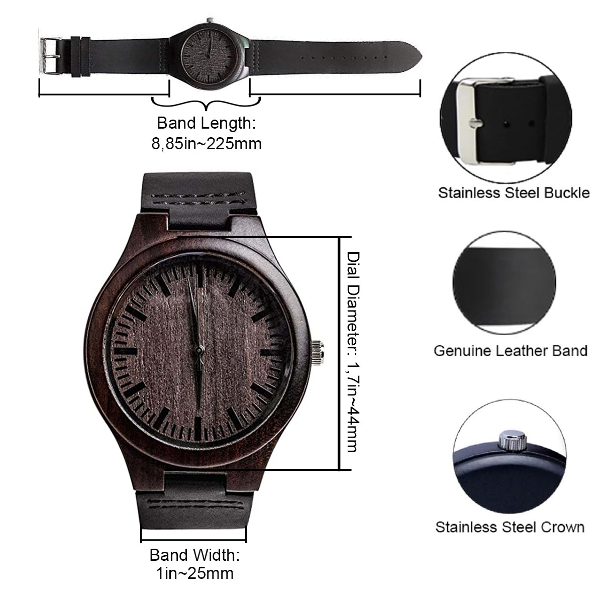 Best Dad Ever - Personalized Father Personalized Engraved Wooden Watch