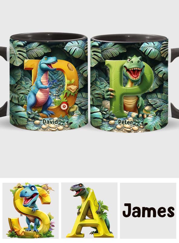 Mug personnalisé pour enfant avec lettre dinosaure
