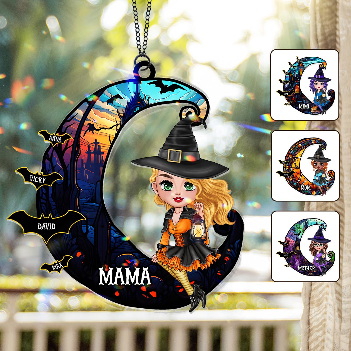 Spooky Mom - Personalized Mother Window Hanging Suncatcher Ornament