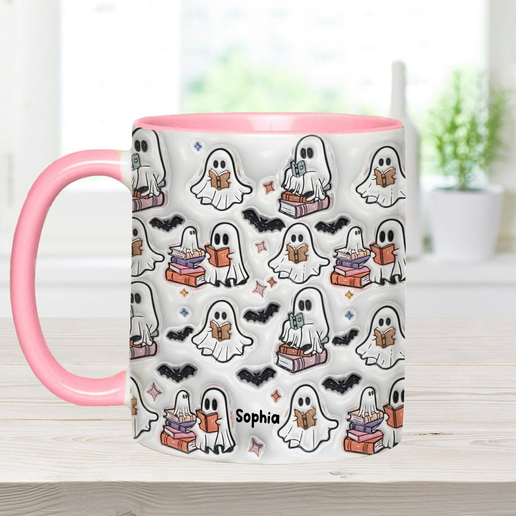 Cute Ghost Reading Booooks - Personalized Book Accent Mug