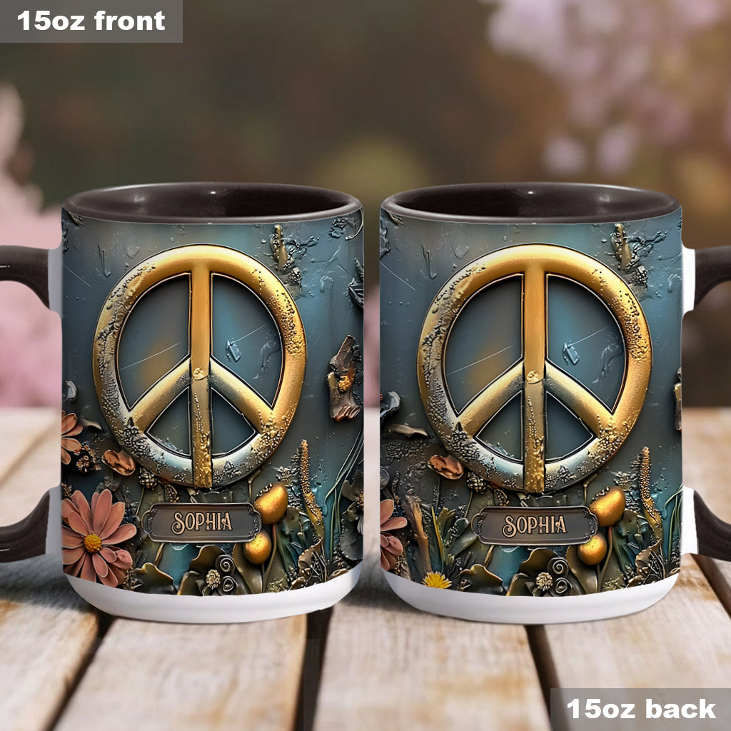 Paix, amour et bonheur - Mug personnalisé style hippie