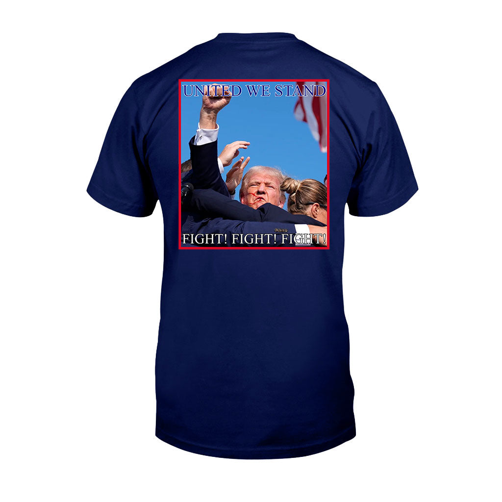 T-shirt « Unis nous sommes forts », T-shirt « Jamais de reddition », T-shirt « Luttons pour l’Amérique », T-shirt « Rassemblement 2024 », T-shirt « Luttons, combattons, combattons »