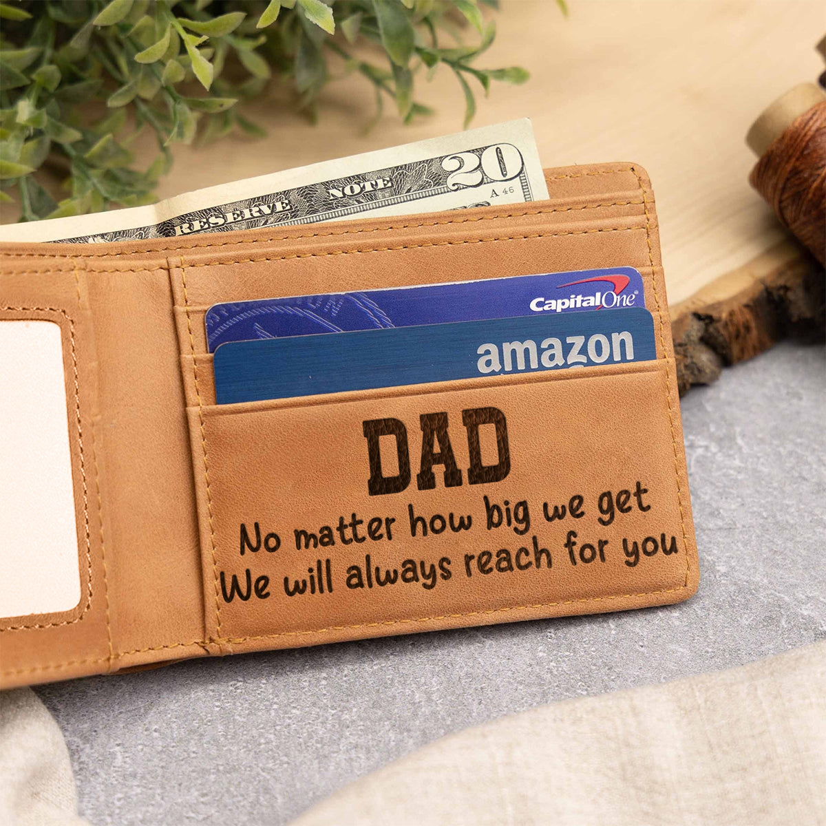 Together We're A Team - Personalized Father Leather Wallet