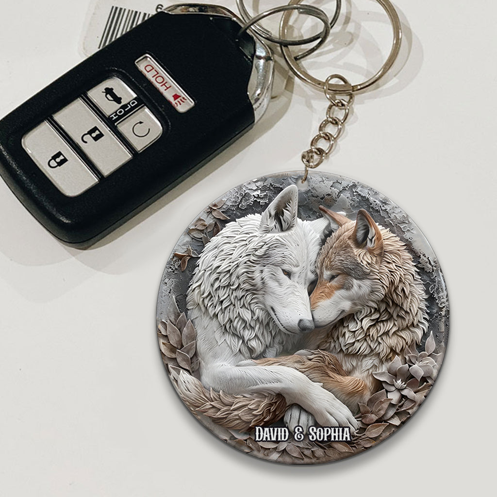 Wolfspaar – Personalisierter Wolfs-Schlüsselanhänger