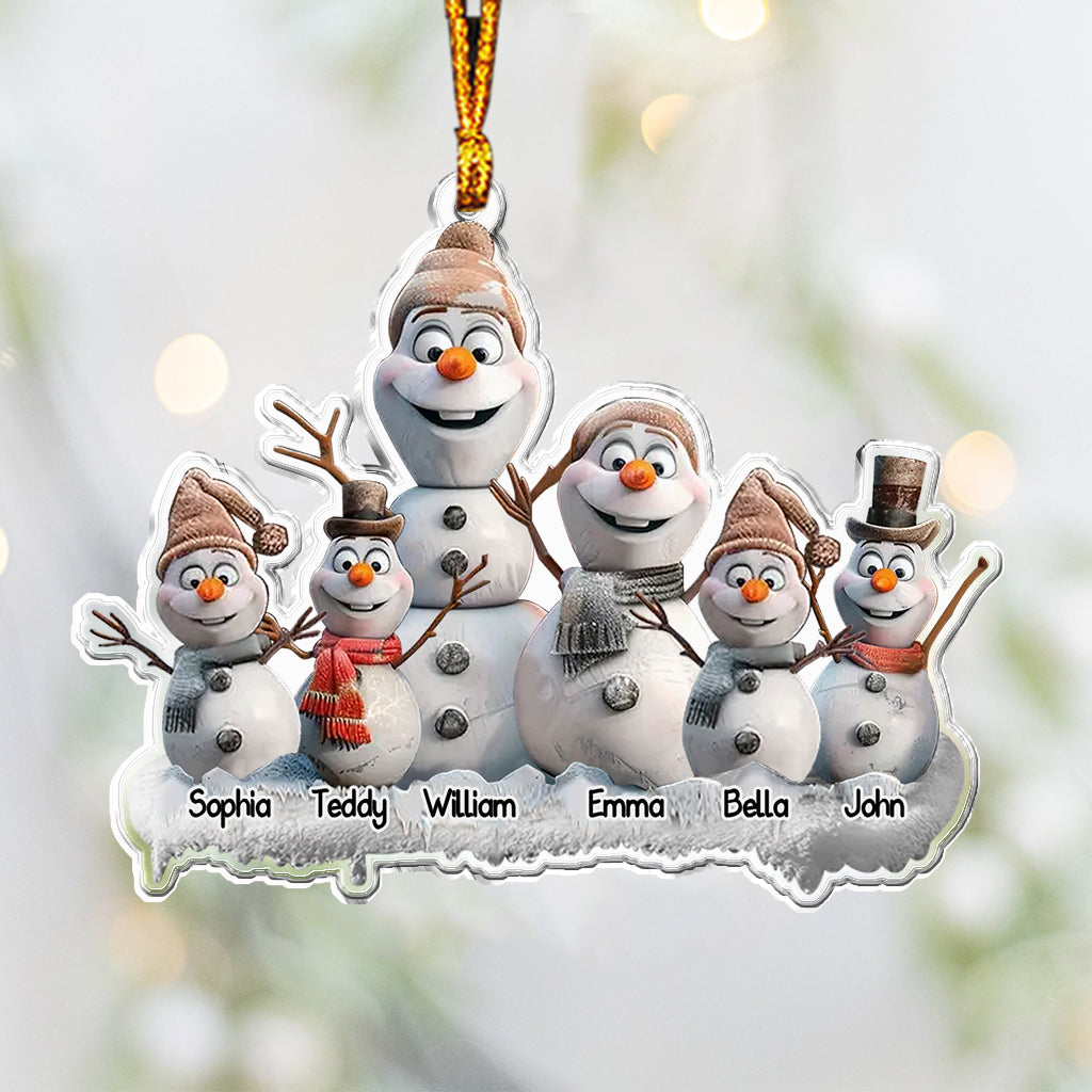 Famille Bonhomme de Neige - Ornement familial personnalisé en forme de famille