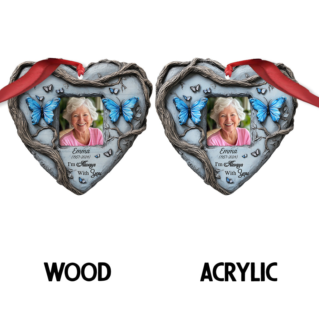 In Loving Memory Blue Butterfly - Personalized Memorial Custom Shaped Ornament