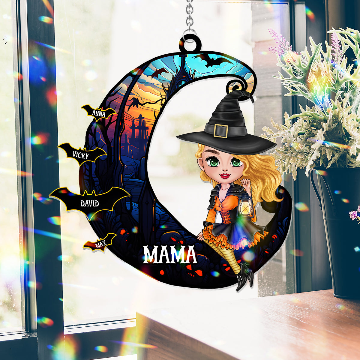 Spooky Mom - Personalized Mother Window Hanging Suncatcher Ornament