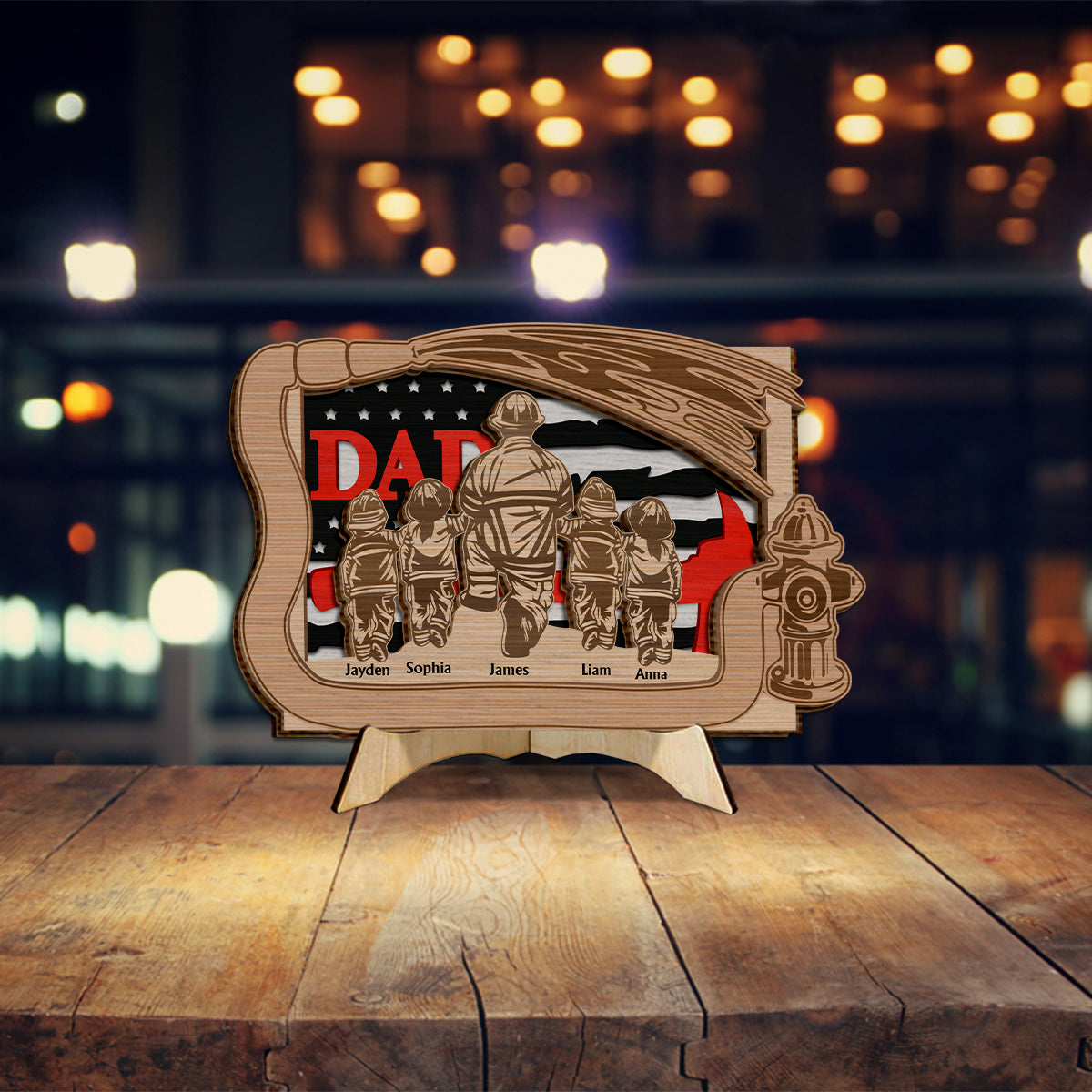 Daddy's Team - Personalized Father 2 Layered Wood Sign / Wood Plaque