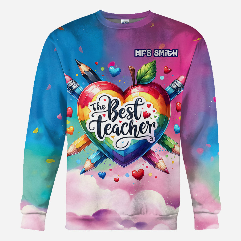 Das beste Lehrer-Shirt mit buntem Herz – personalisiertes Lehrer-Shirt