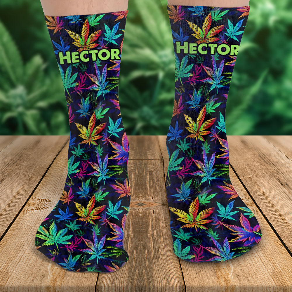 Irgendwo ist es 420 – Bunte Marihuana-Socken – Personalisierte Weed-Socken