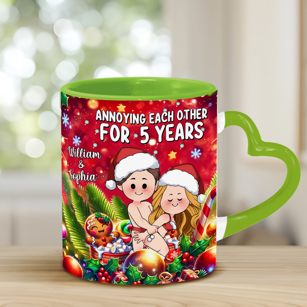 Annoying Each Other - Personalized Couple Heart Handle Mug
