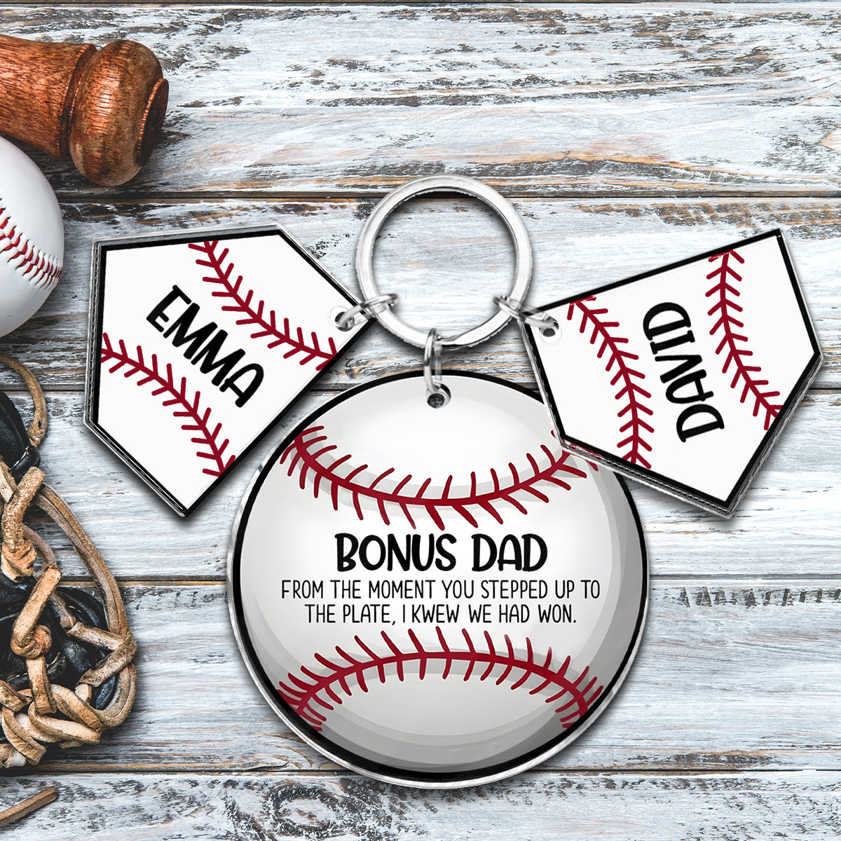 Bonus Dad - Personalized Father Keychain with Charms