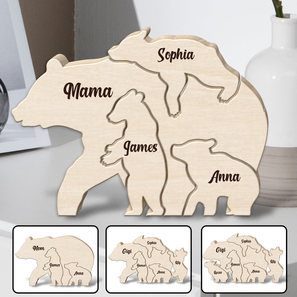 Mama Bear - Personalized Mother Shaped Wooden Puzzle