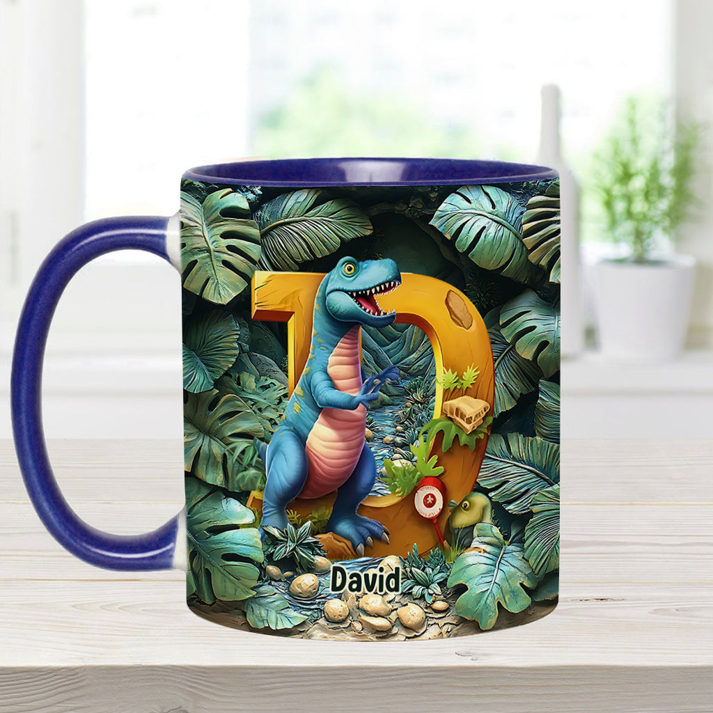 Mug personnalisé pour enfant avec lettre dinosaure
